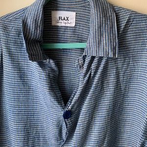 Flax 2G 2X by Jeanne Engelhart linen large front pocket button down collar tunic